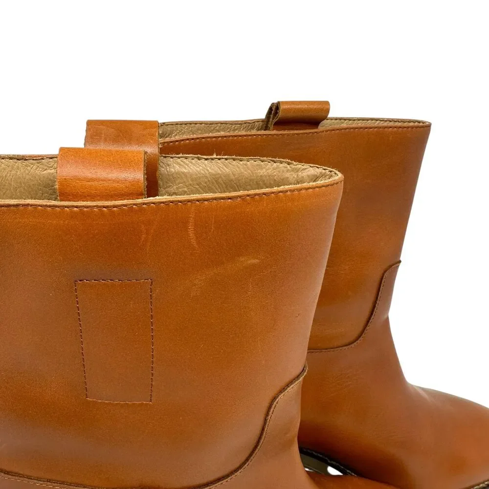 Free People Cairo Tan Platform Leather Booties Size 42 US‎ Size 11 NWOB